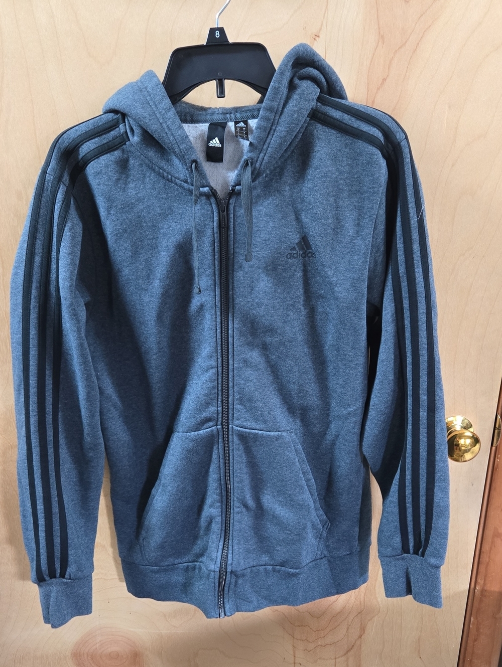 Adidas Men's Gray Full-Zip Hooded Sweatshirt
